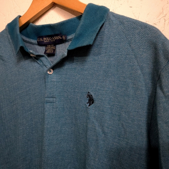 Polo Assn. | Men's Blue Polo Slim Fit Shirt - Picture 3 of 8